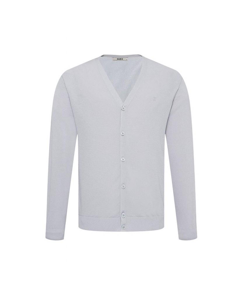 Dagseusyeocheu Cotton Blend V-Neck Cardigan Comfort Slim Fit Gray_Dms1Swcd200G1