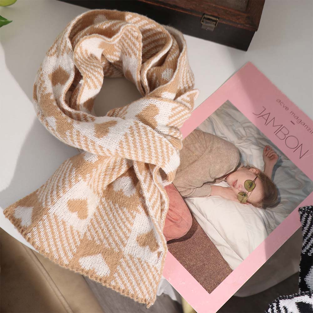 Thickened Y2K Checkered Scarf Korean Style Winter Cashmere Shawl Elegant Plaid Heart Scarf Unisex