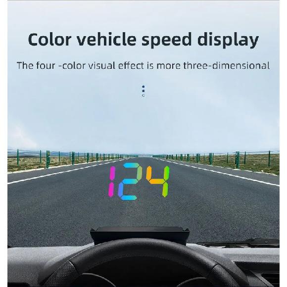 Car HUD GPS Digital Speedometer – Plug-and-Play Windshield Projector, Color Display KMH Speed for Trucks, SUVs & All Vehicles