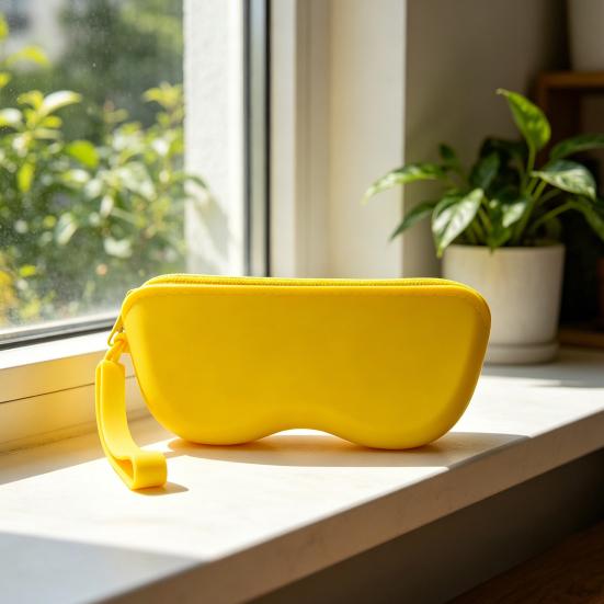 Silicone Glasses Case Portable Sunglasses Pouch with Zipper Lanyard Waterproof Large