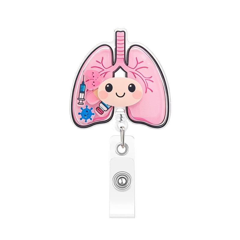 1 Stück Neues Design 1 Stück Shaker Acryl Einziehbar Krankenschwester Ausweisrolle Anime Herz Lunge Zähne Arzt Namensschild Ausweishalter Clip