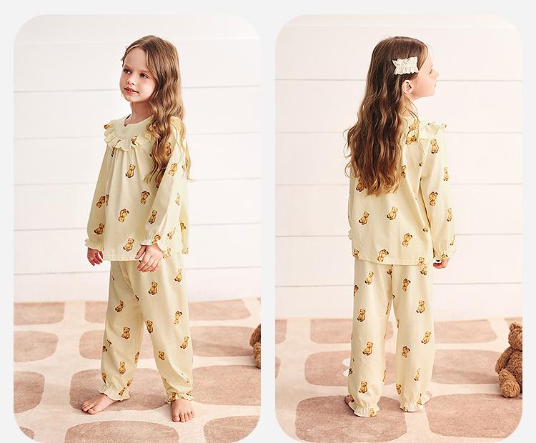 Teddy Bear IP Collaboration: Mini Bala Girls' Home Clothing Set Sleepwear for Autumn 2025