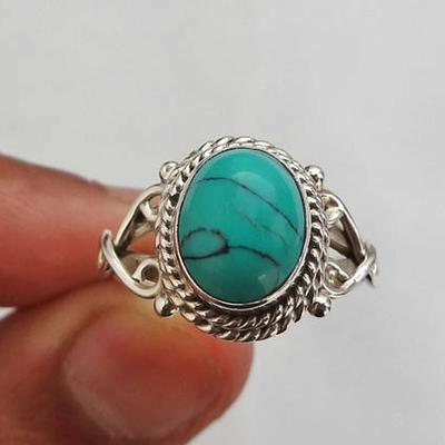 Vintage Feuille Fausse Turquoise Alliage Sculpture Unisexe Bague Doigt Fête