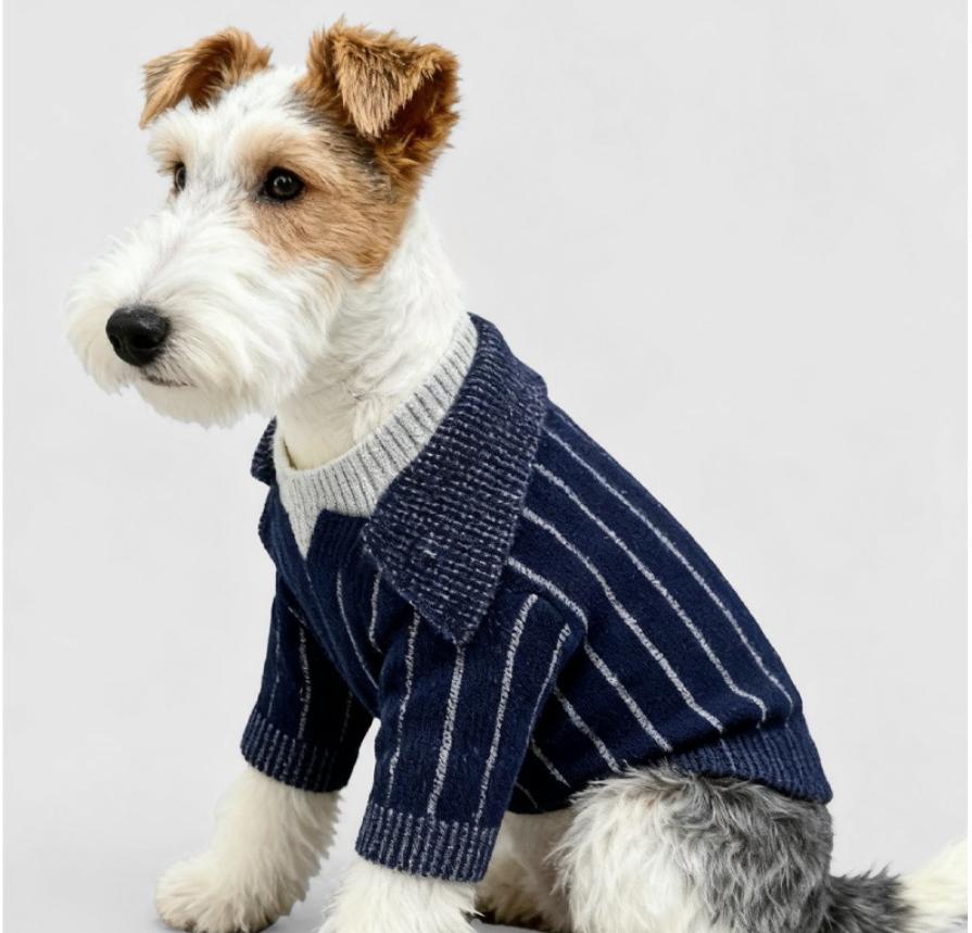 Gentleman Style Solid-color Twisted Knit Dog Polo Sweater - Warm Soft Pet Winter Autumn Clothes For Small Medium Large Dogs