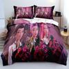 KPop Demon Hunters Themed Bedding Set Colorful Print Polyester Student Dormitory Bed Sheet Quilt Cover Kid Gift Home Textile