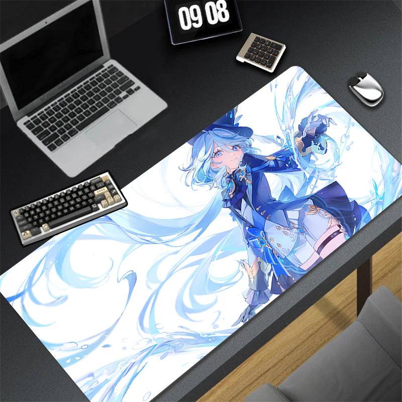 Genshin Impact Furina Anime Game Mouse Pad Kawaii Gaming Accessories Large NonSlip Keyboard Mat For Pc Laptop Office 900x400