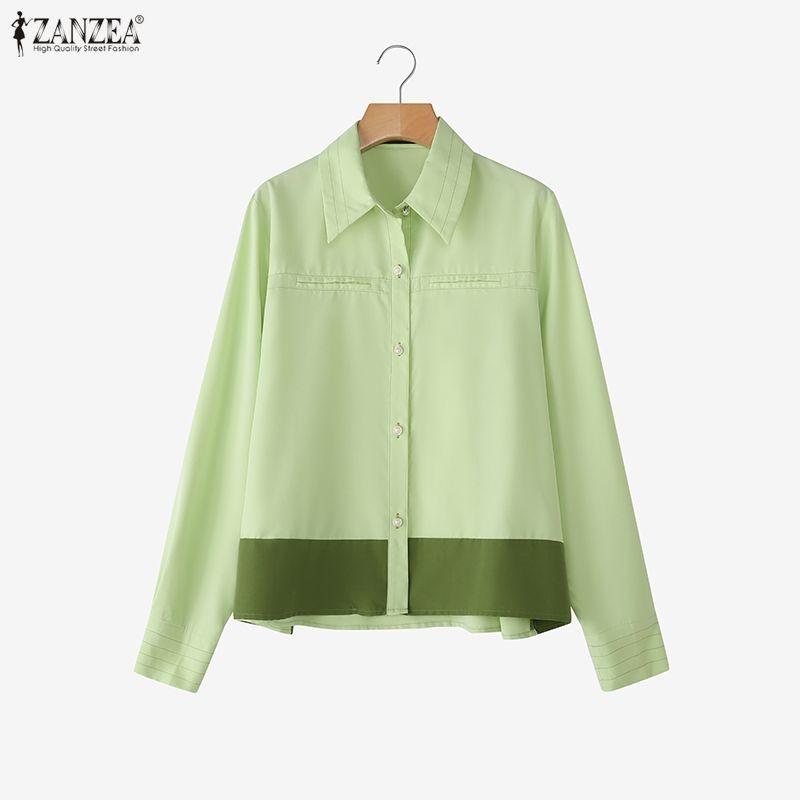 ZANZEA Women Turn Down Collar Casual Long Sleeve Blouse