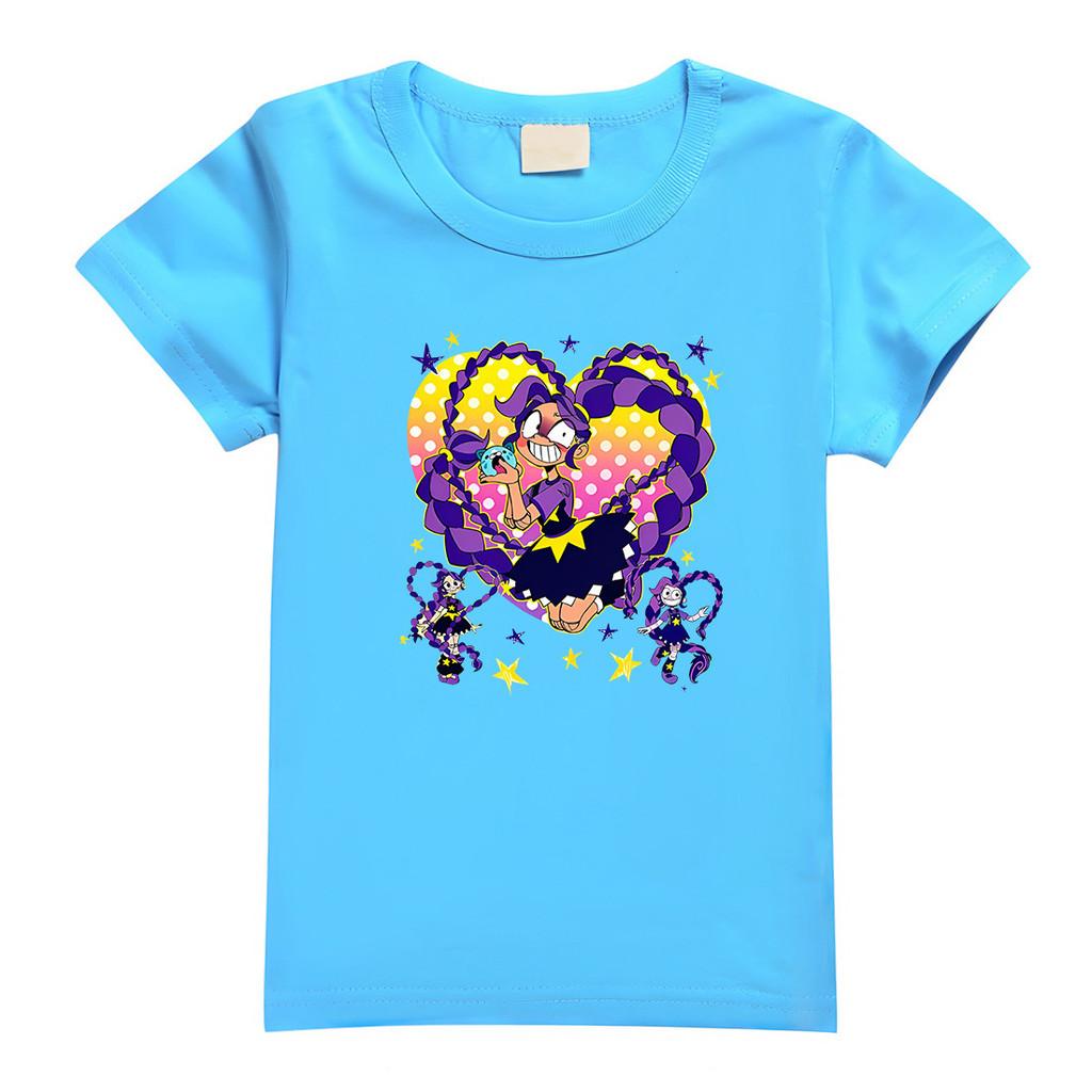 

4142 Kids Girls Lily Lovebraids Print Short Sleeves Breathable T-Shirt 170cm світло-синій колір