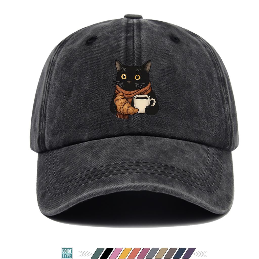 pc Worker Cat Pattern Printed Baseball Cap Vintage Illustration Style Design Trucker Hat Comfortable and Breathable Stylish