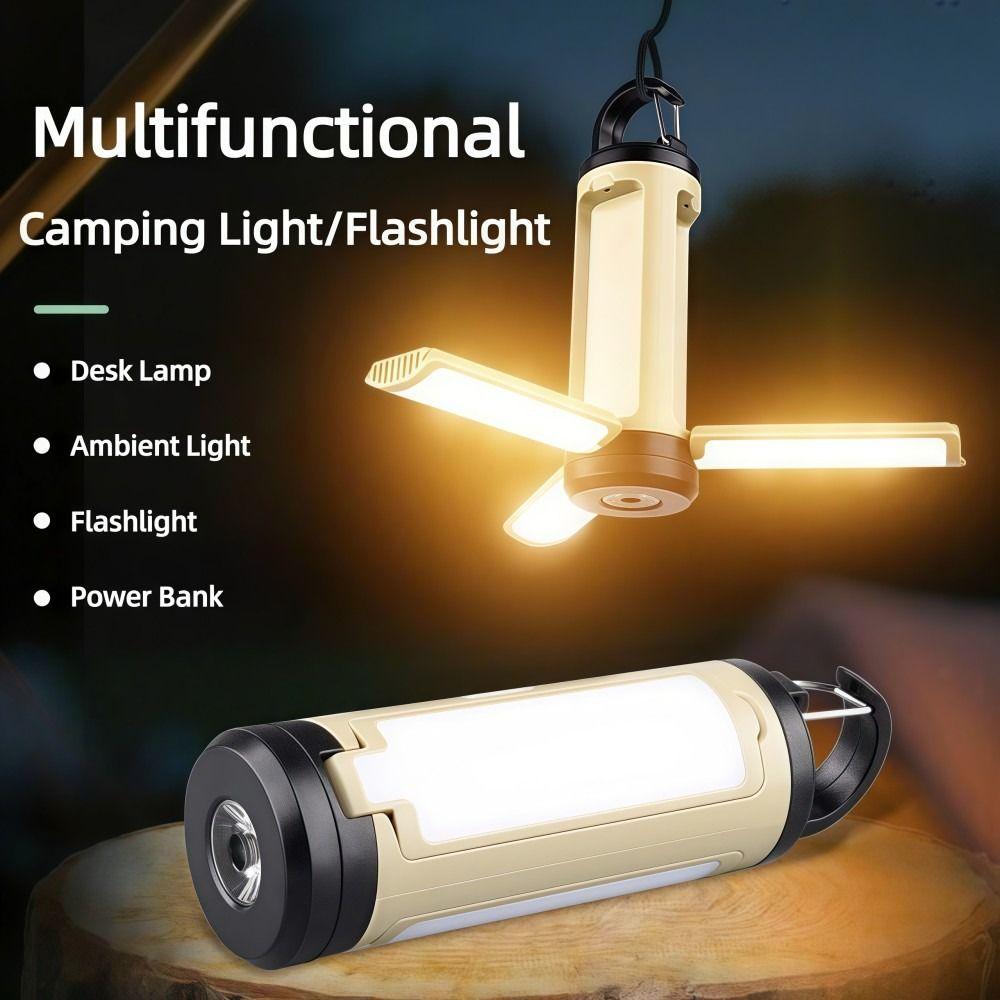 Multipurpose LED COB Camping Light Foldable Rechargeable Work Light Flashlight 1200 MAh Waterproof Hanging Tent Light Outdoor