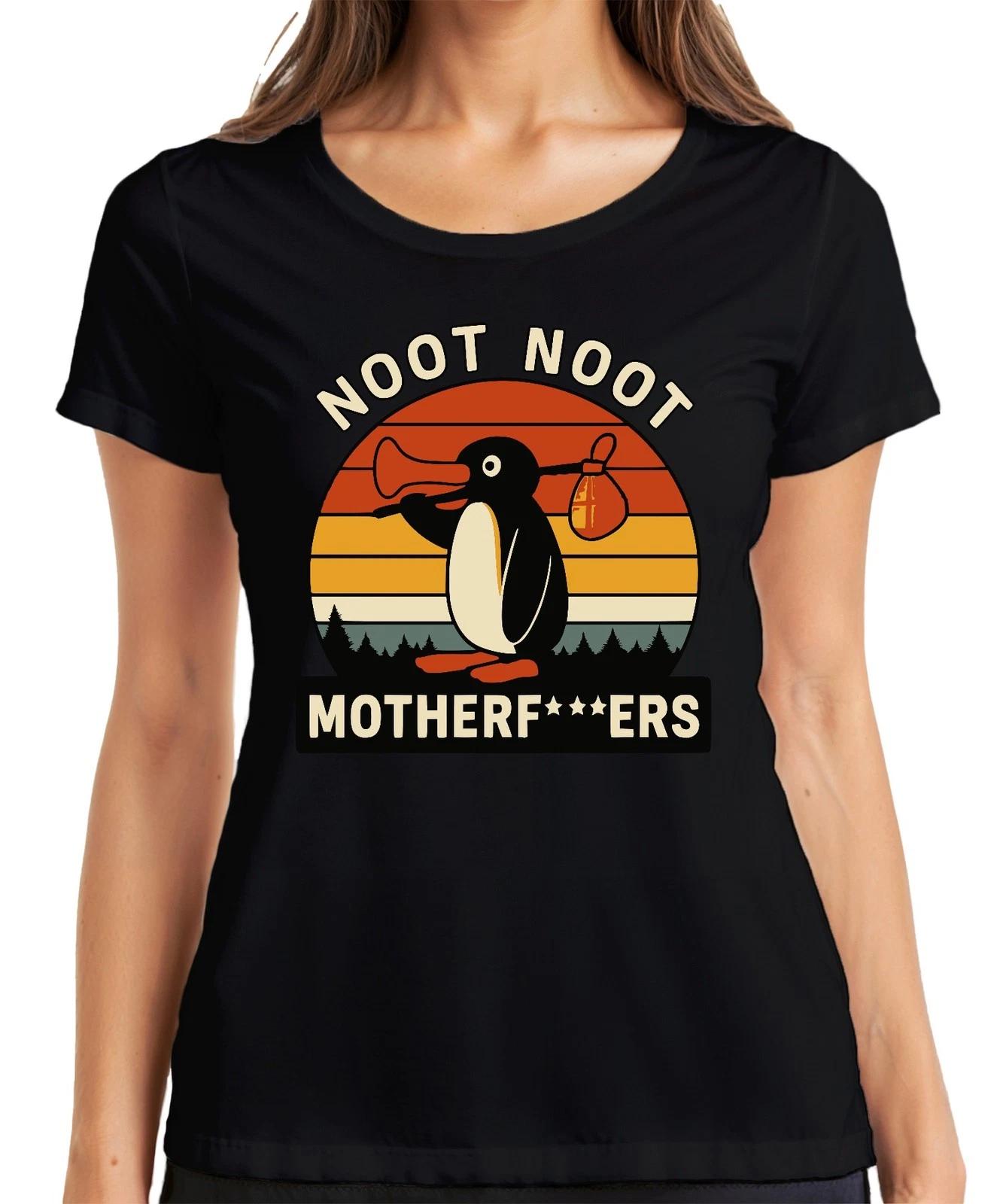 Noot Noot Motherf***ers Retro Pinguin Sonnenuntergang Vintage Damen T-Shirt S