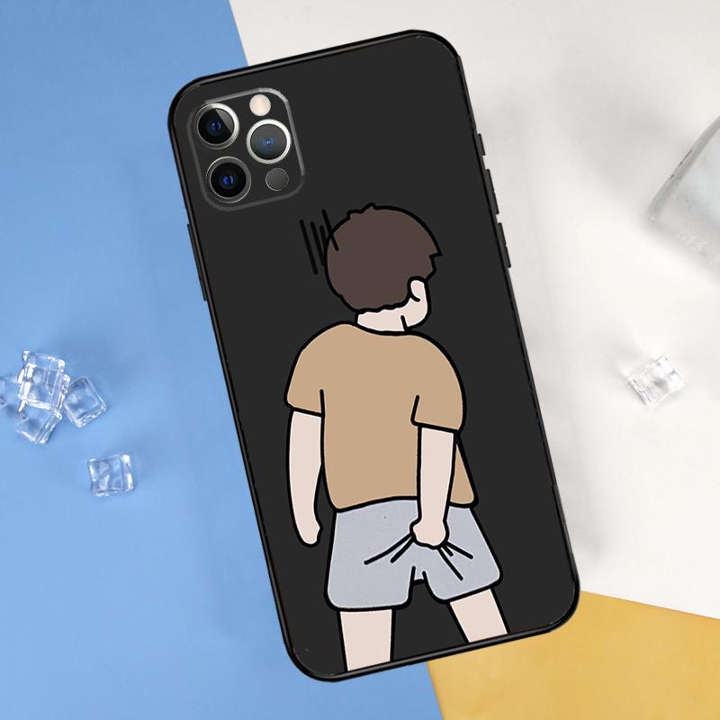 Cartoon Couple Love Boy Girl Phone Case For iPhone 16 Pro 15 Pro 11 13 14 Pro Max 12 Mini XR 16 15 Plus 16e Cover Shell