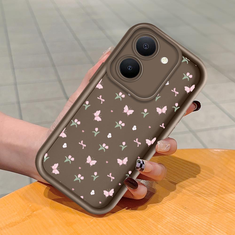 Soft Silicone Square Ladder Printing Pattern Phone Casing Full Cover Camera Shockproof Protection Rubber Case for Vivo