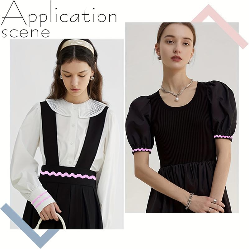 15 Yard Dalga Kenarlı Şerit Kendin Yap Giyim S şeklinde Elbise Süslemesi Geniş Zikzak Şerit Dekorasyon İçin Kullanılır 5mm Genişlik