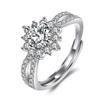 925 Sterling Silver Women's Diamond Ring Full Diamond Four-Prong Ring Style Engagement Gift Jewelry