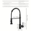 1pc Black Kitchen Hot And Cold Faucet,  Kitchen Faucet Hot And Cold Sink Telescopic Lifting Universal Spring,Rotatable Faucet