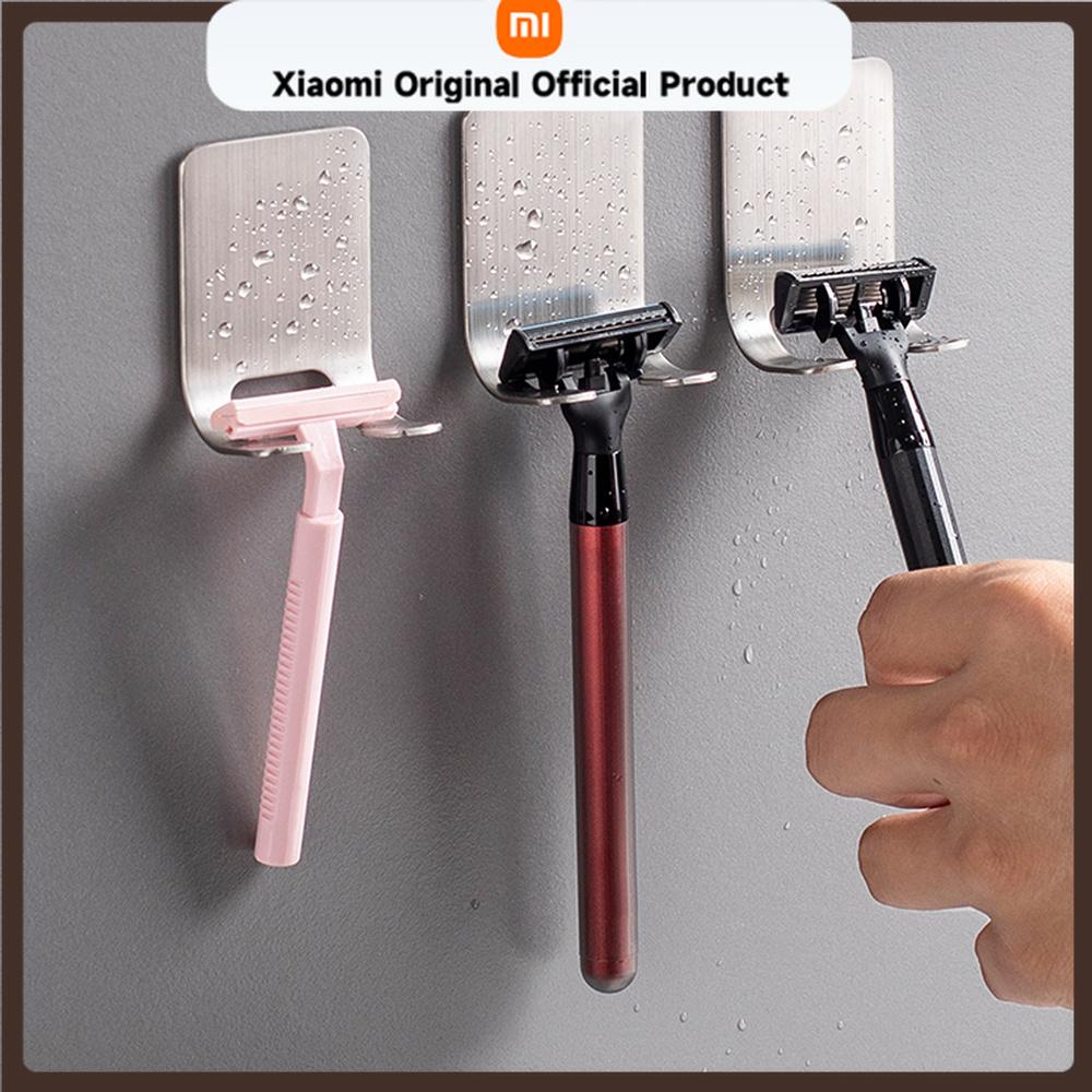 Xiaomi 1pc Stainless Steel Razor Hook Wall Adhesive Shaving Shaver Shelf Storage Holder for Bathroom Kitchen Organizer450000