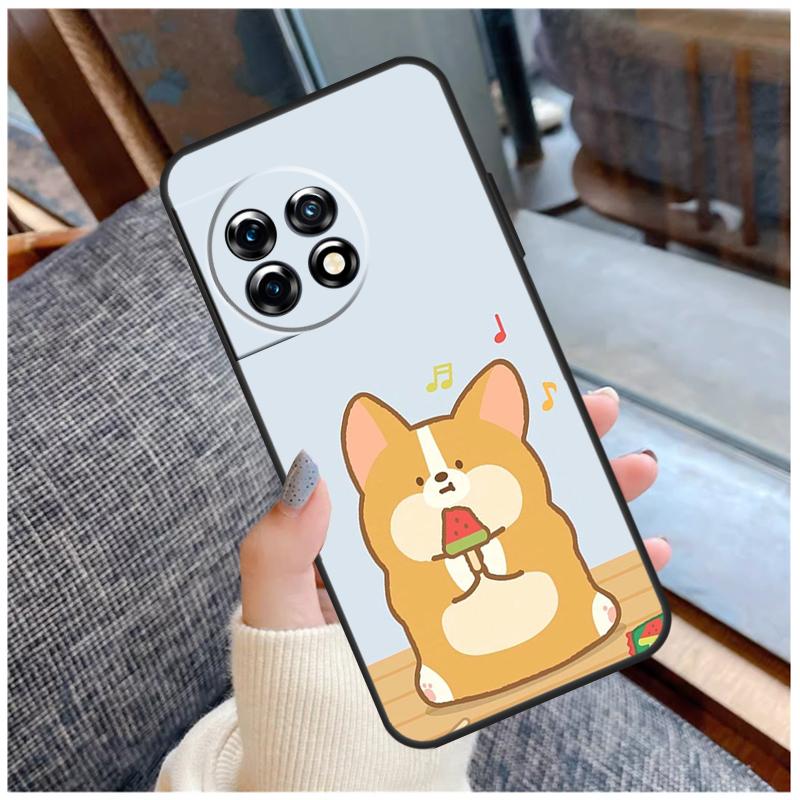 Cartoon Corgi Case For OnePlus 13 15 13R 13T 12 12R 11 9 10 Pro 10T 8T Nord 5 CE 2 3 4 Lite N20 N30 Coque