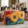 Dragonfly Print Quilted Cosmetic Bag Multi-functional Travel Organizer U-shape Zip Pouch