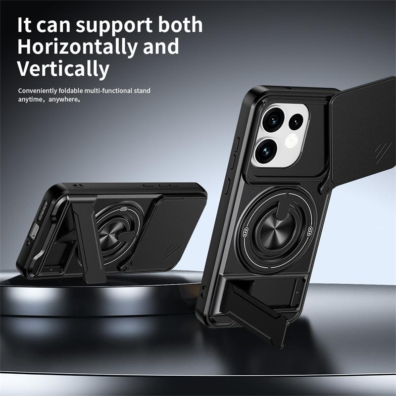 For OPPO Reno 16 16Pro 5G Car Magnetic Holder Kickstand Ring Armor Phone Cover for Reno16 Pro Slide Camera Lens Shockproof Funda
