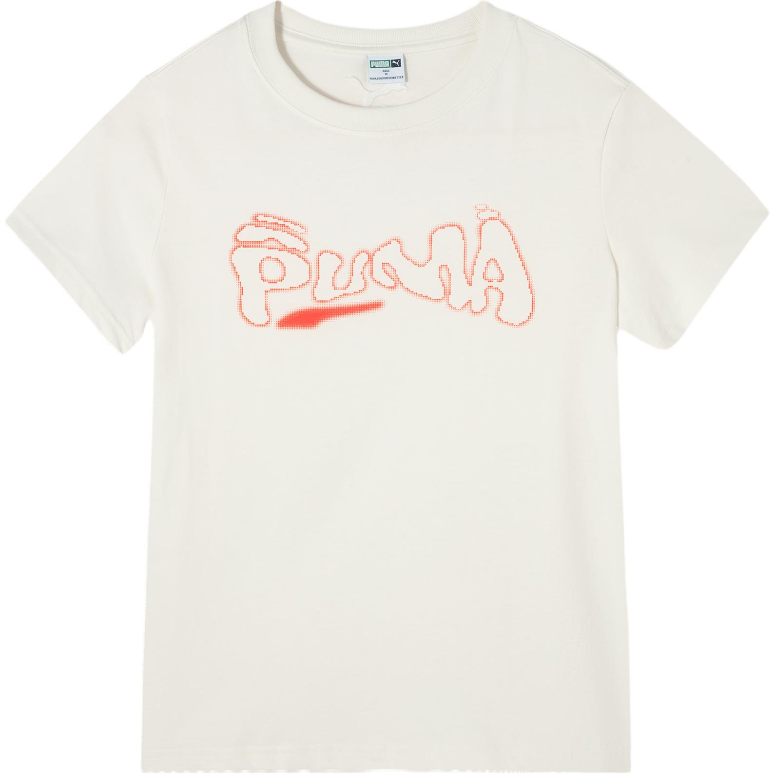 

PUMA Casual Letter Print Pullover Round Neck Short Sleeve T-Shirt Women T-Shirts White 628041-65 XS