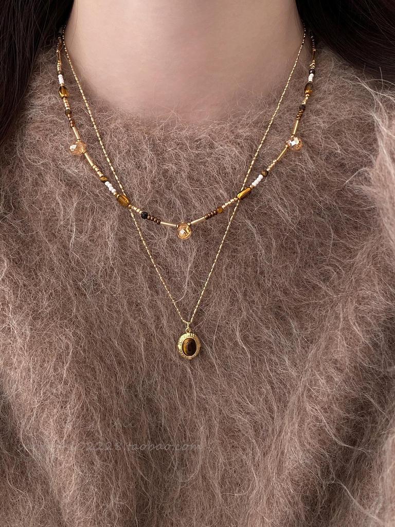 2025 Retro Tiger Eye Necklace: Elegant, Versatile Clavicle Chain with a High-End Luxury Feel