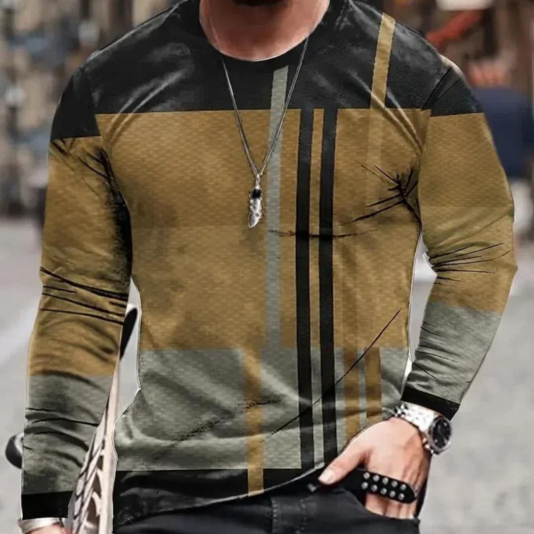 

Мужская футболка с длинным рукавом в стиле ретро с 3D принтом, цветным принтом, новинка, винтажная футболка, стильные футболки на осень, мужская одежда 6XL