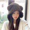 Women'S Fluffy Bear Knitted Beanie - Autumn Winter Thickened Warm Hat With Ear Protection, Cute Fuzzy Winter Cap For Women