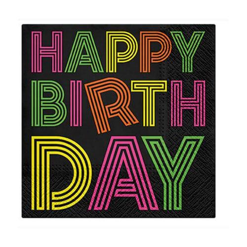 

Paw Lunch Napkin 33cm (20pk) (Birthday Neon)