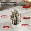 360° Rotating Makeup Brushes Holder with Lid Dustproof 3 Compartment Design Makeup Brushes Organizer Box for Vanity Countertop