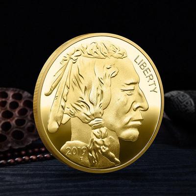 Monete Commemorative Pluriennali Indiane 2019-2025 Monete Placcate Oro Buffalo Americano Monete Medaglia Commemorativa