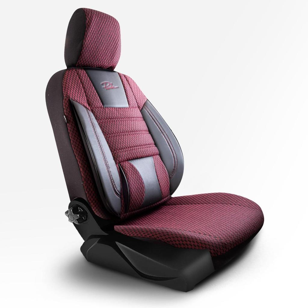 COMFORT SERIES WOVEN FABRIC CAR SEAT COVER Claret Red Black
