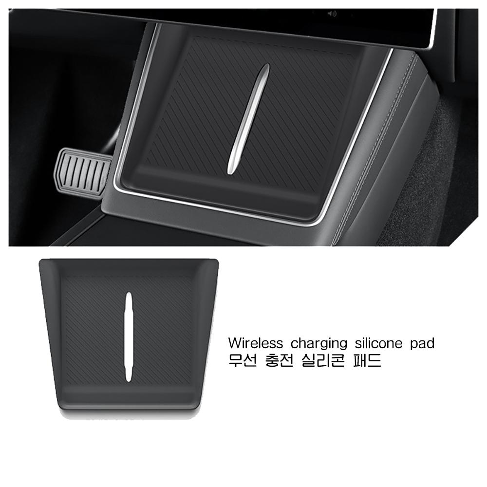 Patterned Silicone Mat Smoked Clear Storage Box Armrest Hidden Privacy Tray For Tesla Model Y L 2026 Long Wheelbase LWB 6Seater