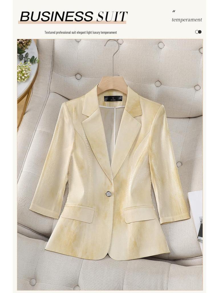 Chaqueta Rosa de Manga Tres Cuartos con Cuello de Solapa para Mujer - Estilo Profesional y Casual para Primavera, Verano y Otoño