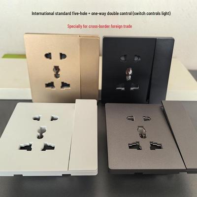 International Trade 86 Type Five-Hole Multifunction Wall Socket with Lighted Single Switch
