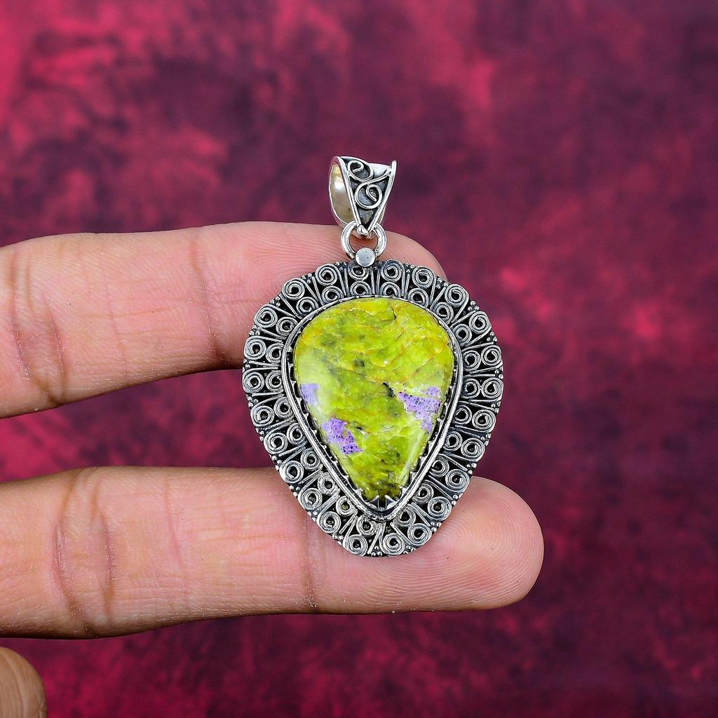 Stichitite 925 Solid Sterling Silver Pendant, Handmade Gemstone Pendant Jewelry, Gifts For Wife Brand New Pendant