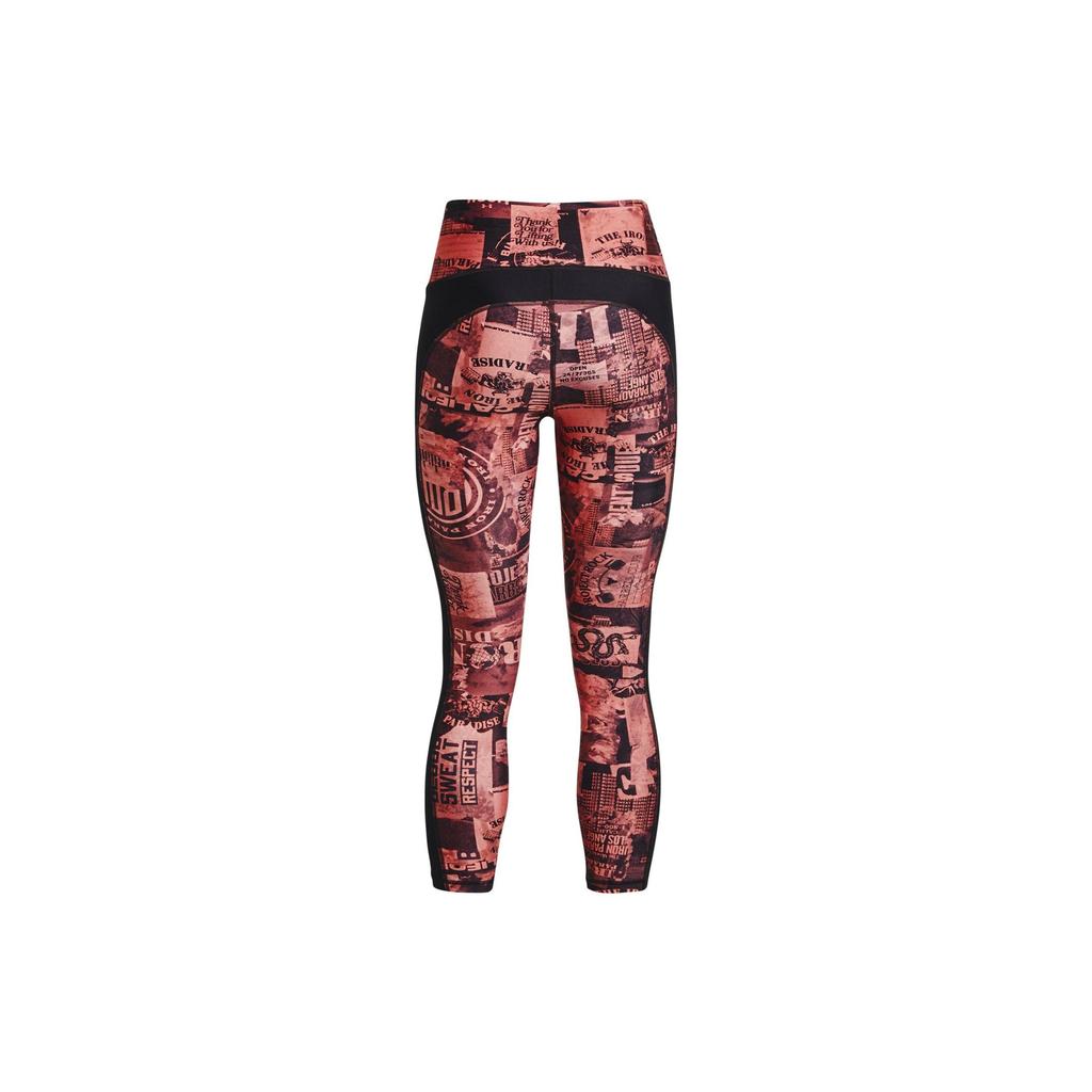 Under Armour High Waist Printed Fitness Pants Women Bottoms Red 1373603-600