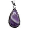 Amethyst Natural Gemstone Antique Silver Plated Pendant 1.75" J 752