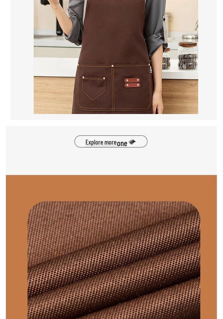 Women's High-End Waterproof & Oil-Resistant Canvas Apron with Logo for Coffee & Tea Shop