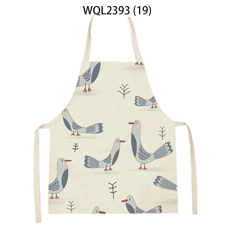 Home Kitchen Cooking Aprons Lovely Animal Bears Printed Sleeveless Linen Colorful Aprons for Men Women Baking Accessories