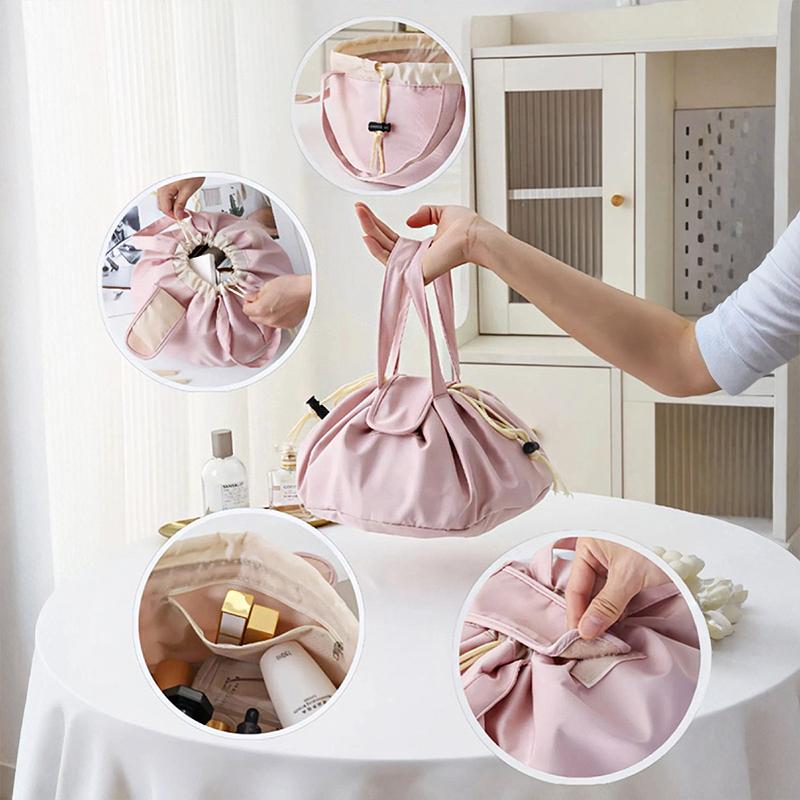 1PC Drawstring Waterproof Bucket Large Capacity Cosmetic Fashionable Makeup Fashionable Bag Portable Organizer High-End 30x17cm