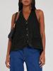 Women's Cropped Quilted Puffer Vest Stand Collar Lightweight Button Down Sleeveless Jacket