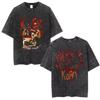 Sommer-Heißverkauf Gewaschen Vintage Korn Tour 2026 Merch T-Shirt Unisex Gothic Rock Popmusik T-Shirt Y2k Baumwolle Übergroße T-Shirts
