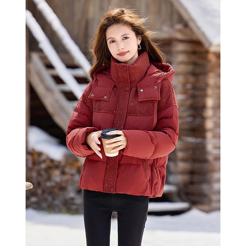 Women's Elegant Short Hooded Down Jacket 255006Y1