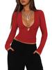 Herbst 2025 Y2K Tief V-Ausschnitt Cutout Sexy Slim Fit Langarm Strickpullover