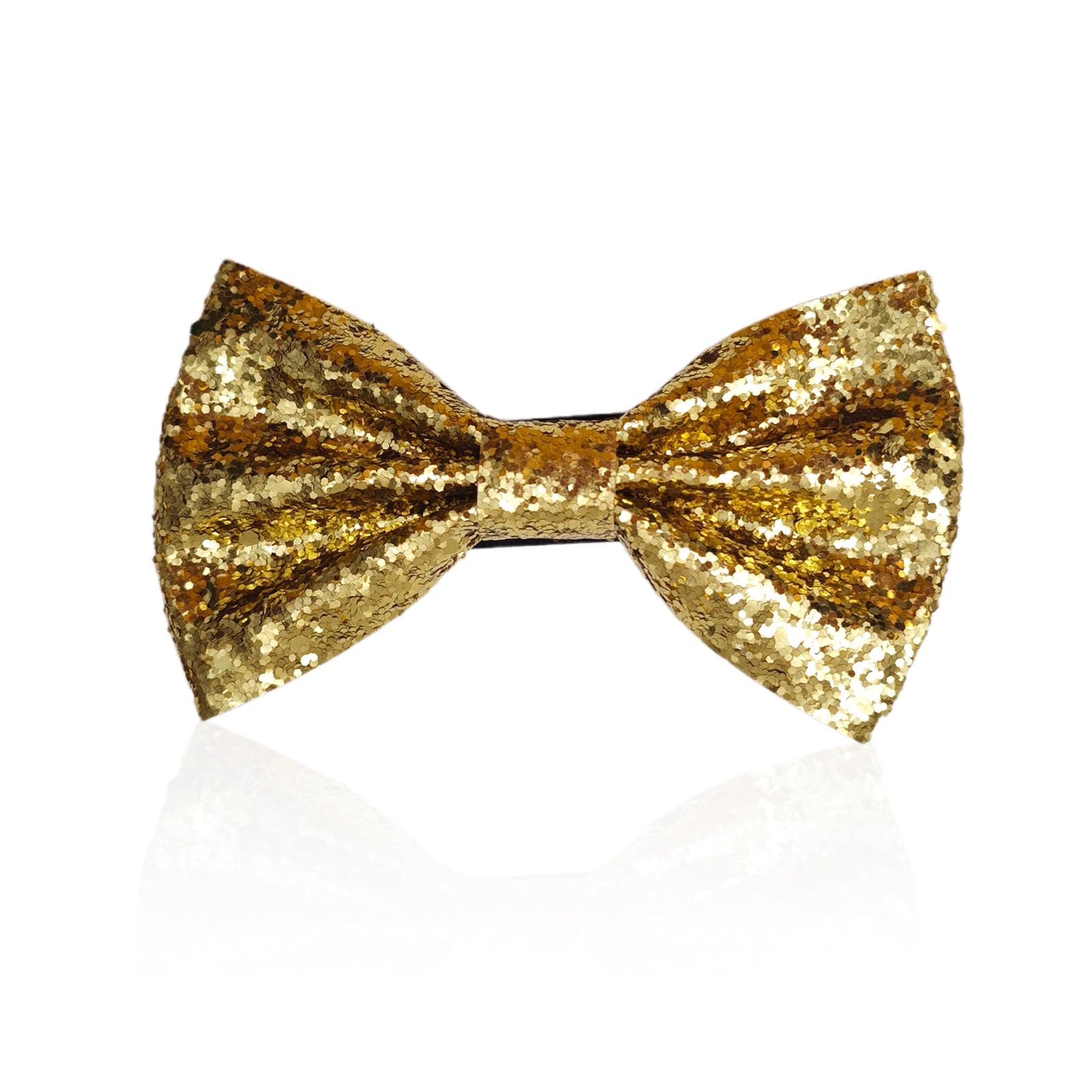 

[NazyJnn] Glitter Bow Tie for Men and Women, Adjustable, for Parties, Weddings, Stage Performances, Recitals, Events, Costumes, Gold