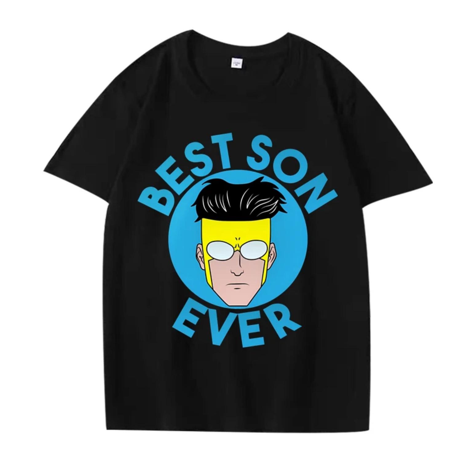 

Best son ever Posters classic graphics T Shirt men women Oversized 100% Cotton streetwear short sleeve Summer print Unisex tops XXXXXL чорний