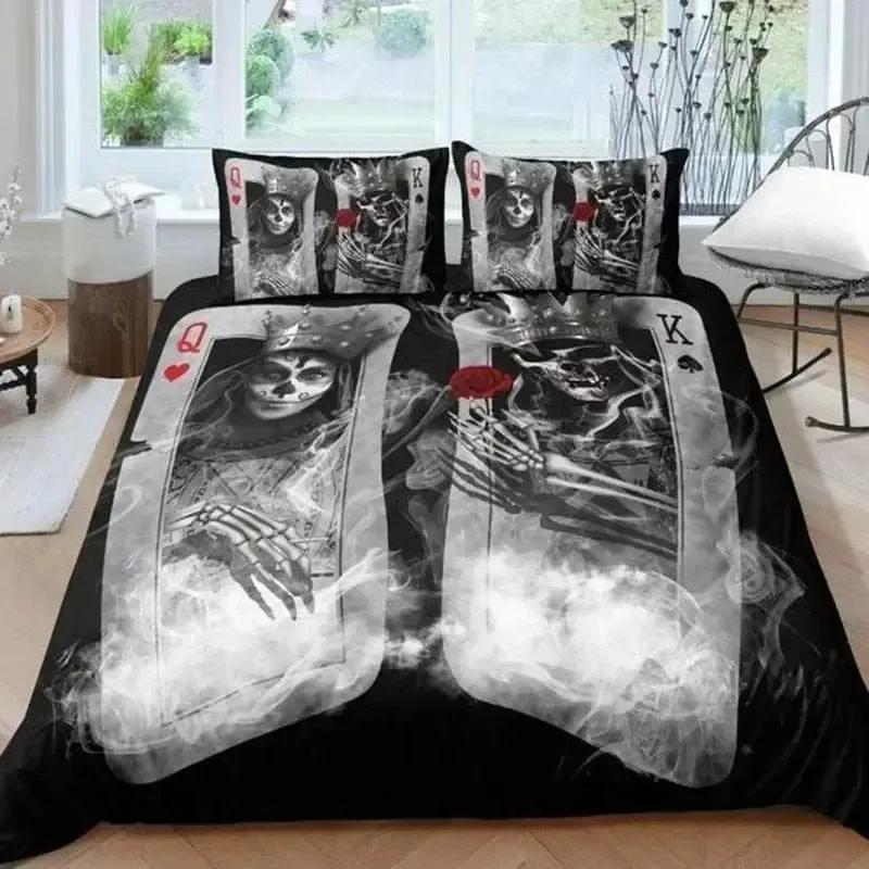 Skull Chevalier Horror Skeleton 3D NEW Duvet Cover Pillowcase Bedding Set Adult Boy Girl Bedroom Decoration Single Double Large