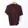Women's Retro Flower Button Knit Polo Top - Machine Washable Wool, Short Sleeve, Lapel Collar for Autumn/Winter