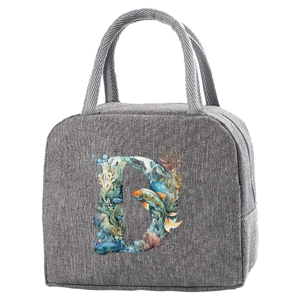 Wasserdichte Oxford Reißverschluss Isolierte Lunchtasche Tragbar Lebensmittelisolierung für Erwachsene Reisen Fisch Buchstaben Druck Box Picknick